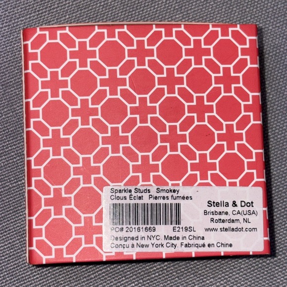 Stella & Dot Smokey Stud Earrings Silver Setting Brand New With Packaging Gift - Picture 5 of 6